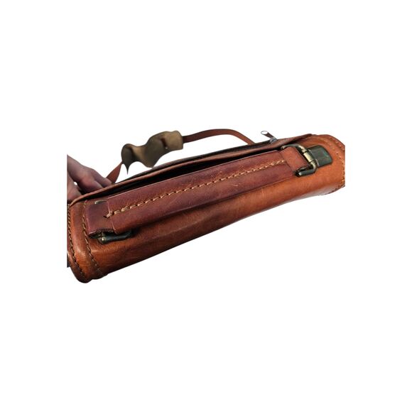 Vintage 60's Leather Cognac Brown Crossbody Bag Messenger Shoulder Purse - Picture 11 of 16